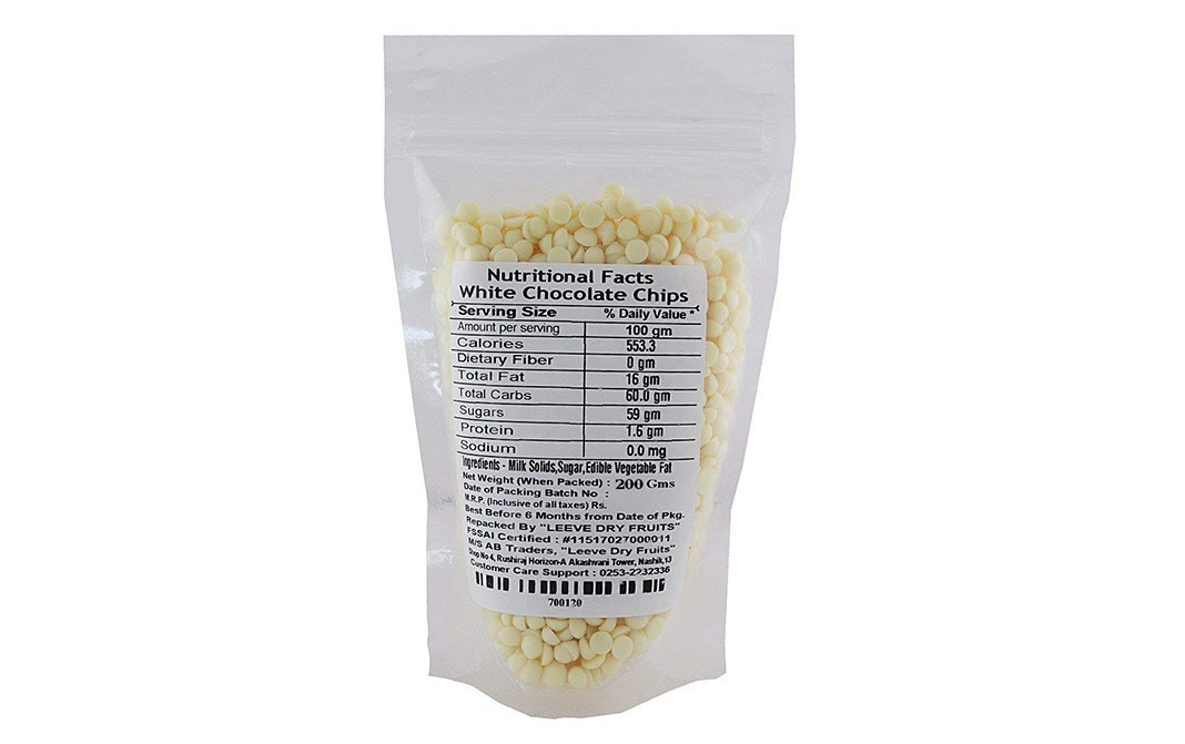 Leeve Dry fruits White Chocolate    Pack  200 grams